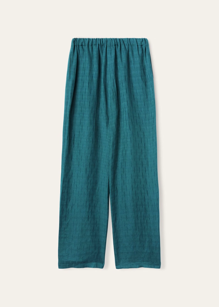 Helios broek in groene spirulina zijde