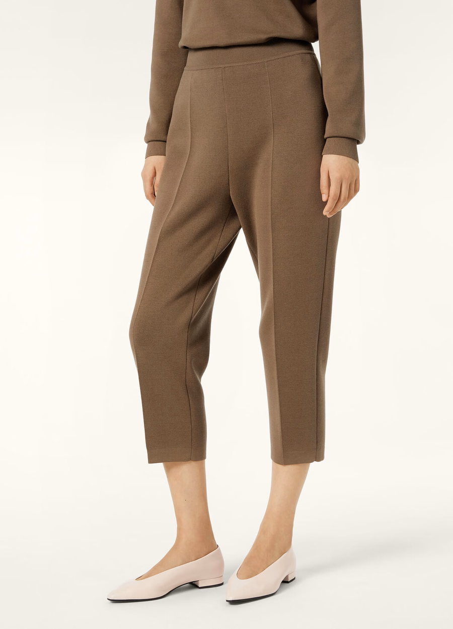 Siena katoen-zijden broek gerookt hout