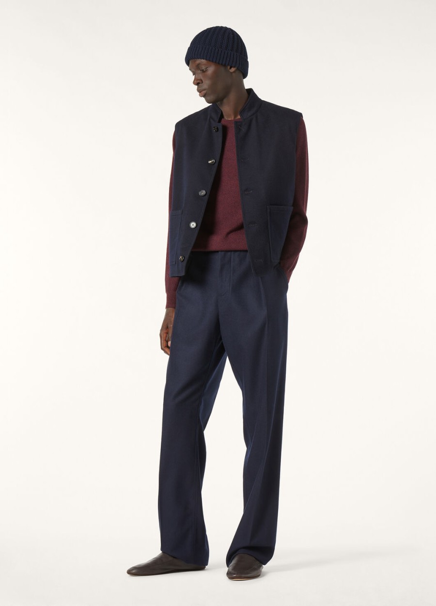 henley kasjmier vest - storm system marineblauw