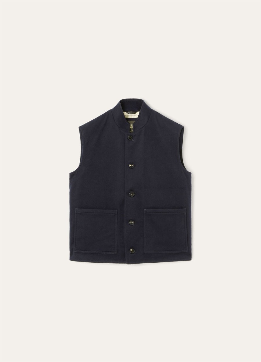 henley kasjmier vest - storm system marineblauw