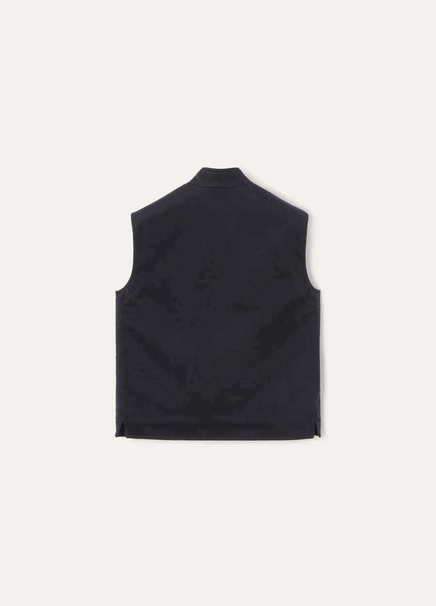henley kasjmier vest - storm system marineblauw