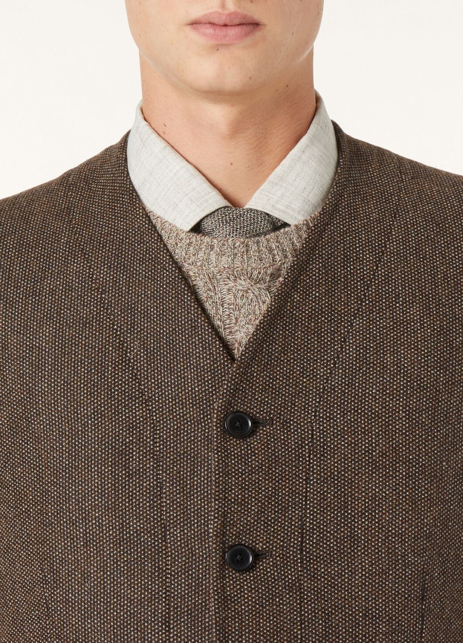drayton kasjmier vest van scheerwol - rain system fancy brown