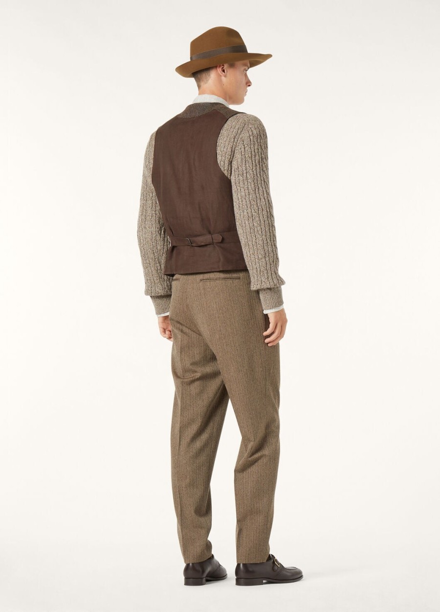 drayton kasjmier vest van scheerwol - rain system fancy brown