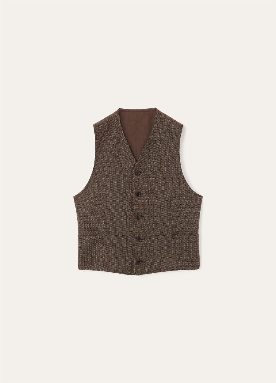 drayton kasjmier vest van scheerwol - rain system fancy brown