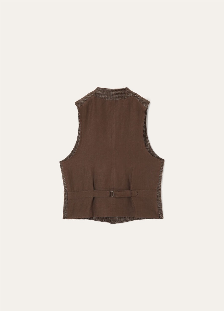drayton kasjmier vest van scheerwol - rain system fancy brown