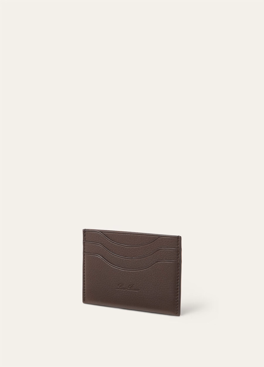Extra kaarthouder, generfd kalfsleer, pure chocolade, drop.